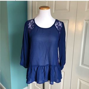 Charming Charlie Blue Peplum Blouse